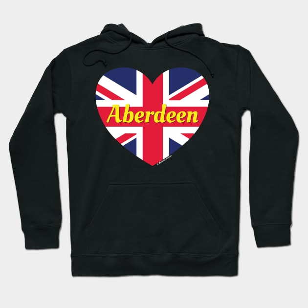 Aberdeen Scotland UK British Flag Heart Hoodie by DPattonPD